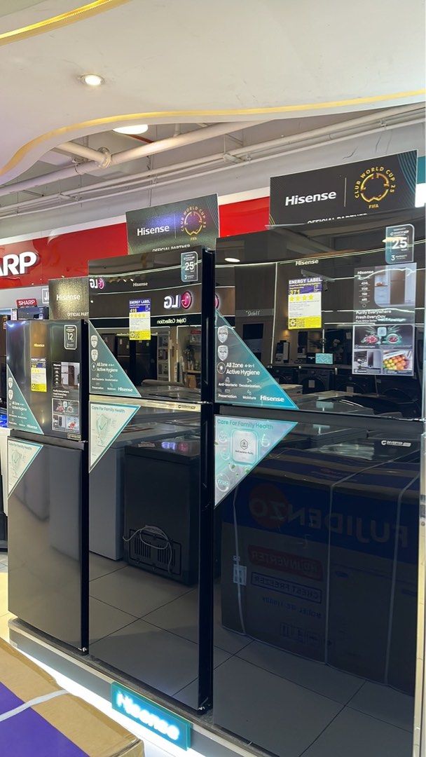 HISENSE INVERTER REFRIGERATOR (Category: Refrigerators and Freezers) located in Quezon City. Submitted by maryann5721 (Listing ID 1379681793, Image 2). Description: HISENSE INVERTER REFRIGERATOR Rt469n2pbu Srp 32,995 Cash 24,800 Rt549n2pbu Srp 40,995 Cash 29,200 Rd26wr Srp 18,995 Cash 14,300 Rrd239d2pbn6 Srp 16,995 Cash 12,800 Rr198d2psn Srp 15,995 Cash 12,000 Side by side Rs688n2pw Srp 54,995 Cash. 43,350 Rc65ws Srp 37,995 Cash 30,100 Multidoor 
