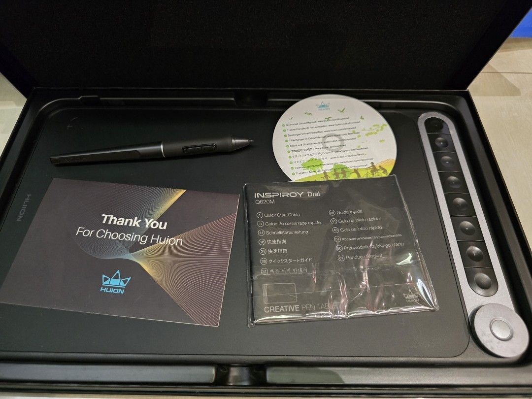 HUION Inspiroy Dial (Category: Office & Business Technology) located in Singapore. Submitted by skyong288 (Listing ID 1379695868, Image 2). Description: HUION Inspiroy Dial Q620M. Creative Pen Tablet. Never been used..
