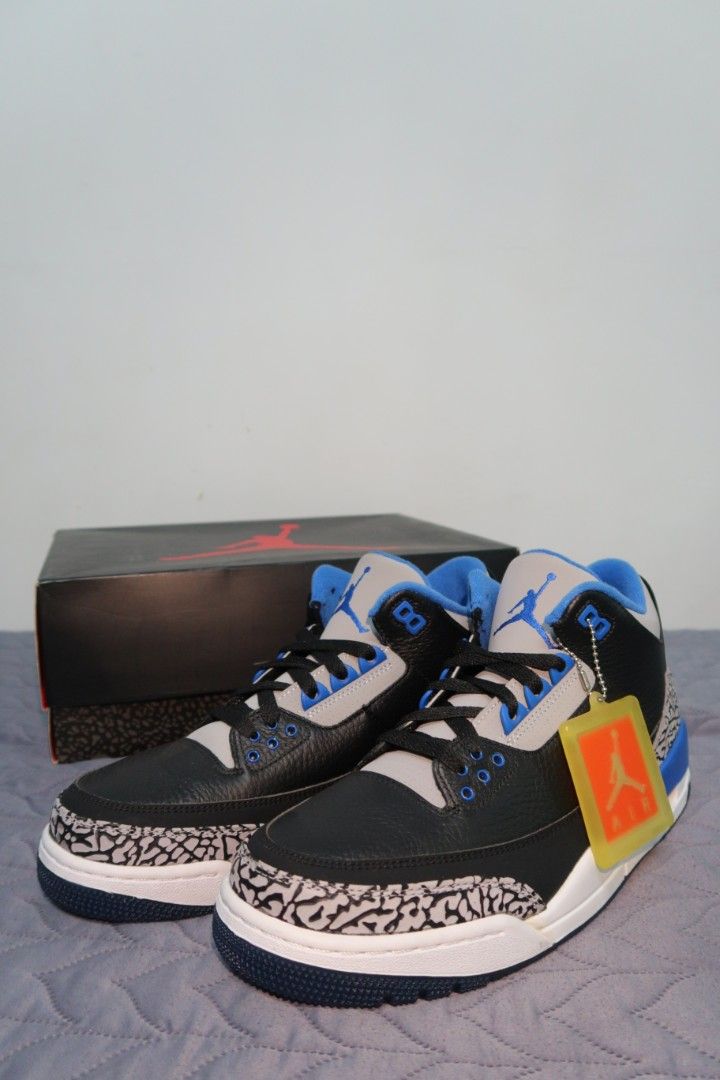 JORDAN 3 RETRO 'SPORT BLUE' (Category: Sneakers) located in Paranaque City. Submitted by sircraig (Listing ID 1379672791, Image 2). Description: DS. 2014 RELEASE. SIZE US 10 M. 100% ORIGINAL & AUTHENTIC. WITH ORIGINAL BOX..