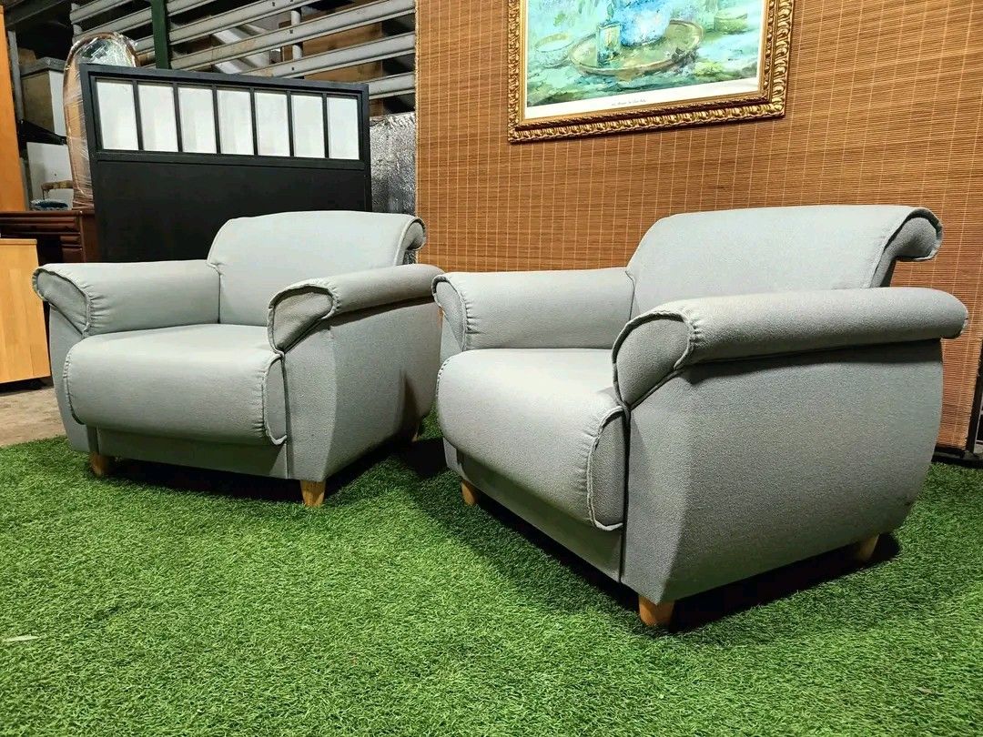 OLIVER Gray Modern Single Couch Sofa (Category: Sofas) located in Quezon City. Submitted by matetdevis13 (Listing ID 1379587854, Image 2). Description: OLIVER Gray Modern Single Couch Sofa 2pcs Price : 8500 for 2 34L x 27W x 16H seat height inches Sandalan height 26 inches In VERY good condition Code HOMEBOSS.