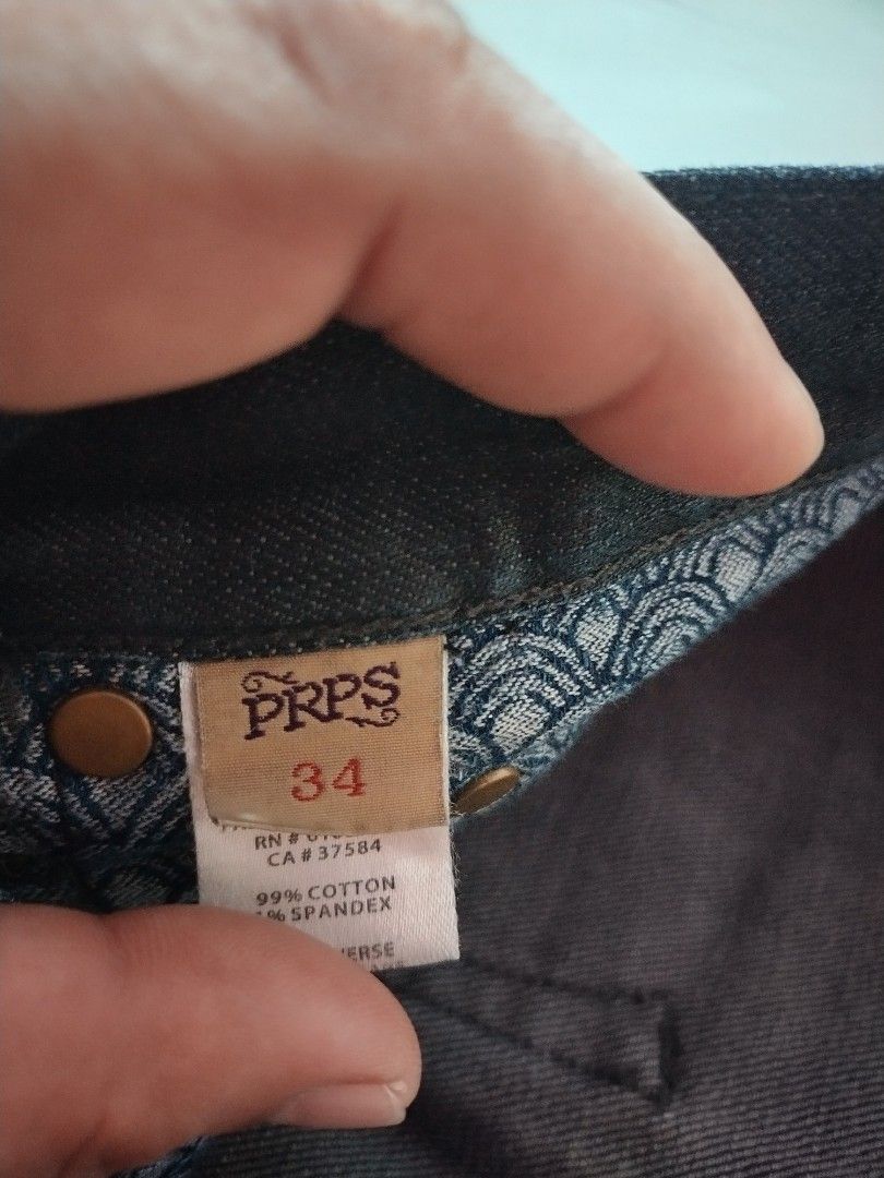 PRPS Barracuda jeans Lux brand (Category: Jeans) located in Mangaldan. Submitted by niftythrifty69 (Listing ID 1379718812, Image 3). Description: excellent condition size 34 PRPS Barracuda Dark wash jeans.