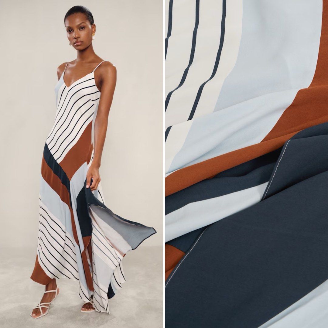 Reiss Hallia Retro Stripe Draped Asymmetric Handkerchief