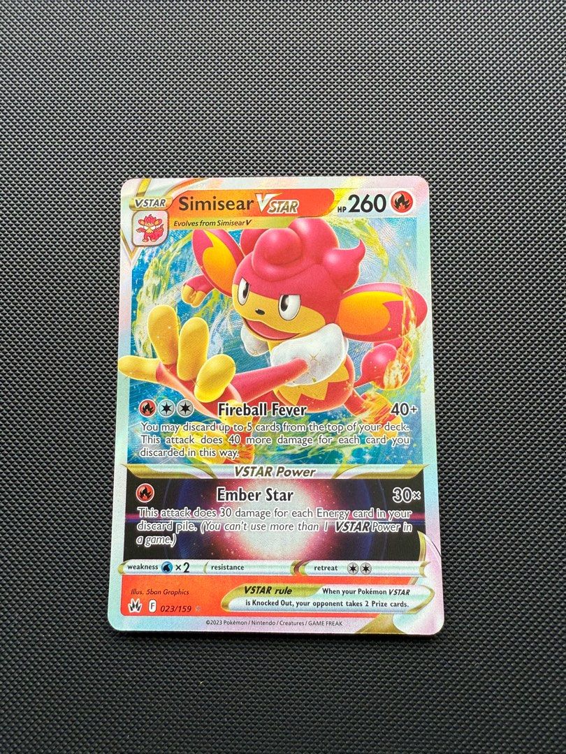 Simisear VSTAR 023/159 - Pokemon TCG Crown Zenith, Hobbies & Toys, Toys &  Games on Carousell