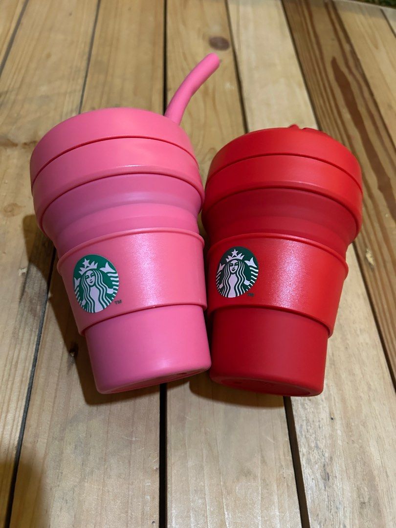Starbucks x Stojo Collapsible Small Cup (Category: Water Bottles & Tumblers) located in Lipa City. Submitted by lifestyled (Listing ID 1379594586, Image 2). Description: Starbucks x Stojo Collapsible Small Cup Red and Pink Color It’s made from food-grade, recyclable materials, is glue-free, and dishwasher-safe. The cup is designed for both hot and cold beverages and features a leak-proof lid. Price per piece 💯 Authentic.