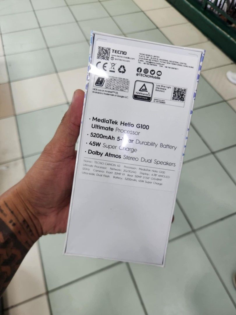 Tecno camon 40 (Category: Android Others) located in Pasig City. Submitted by ijamgadgets (Listing ID 1379576582, Image 3). Description: Tecno camon 40 brandnew sealed 256gb 📌we do cod in metro manila and near provinces just add sf only 📌can visit in my store at greenhills shopping center 📌we do LBC transaction 📌we accept credit card in store 📌Accept ggives and spaylater 📌for fast transaction make acall 09291593032/09297180543.