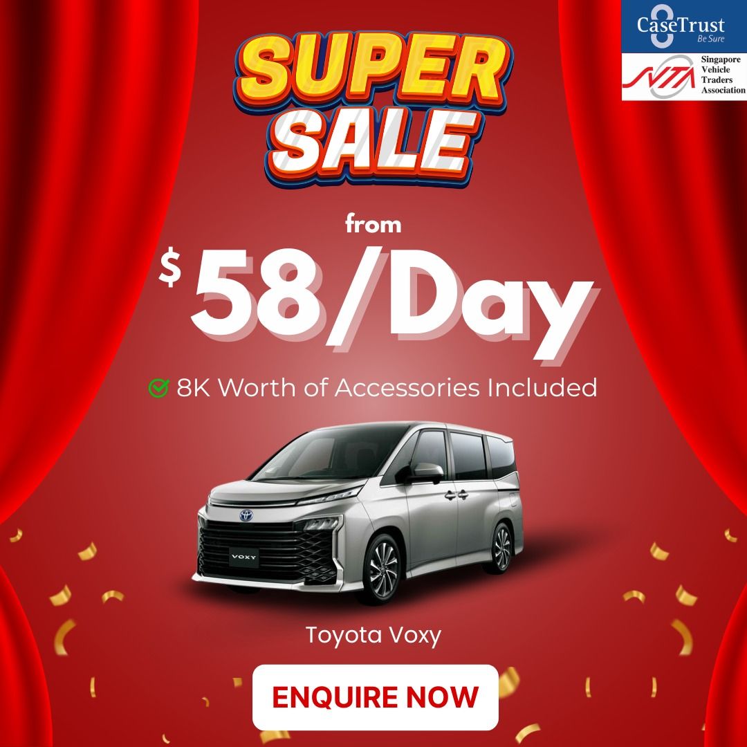 Toyota Voxy Hybrid 1.8 SZ Auto (Category: Used Cars) located in Singapore. Submitted by lc.auto (Listing ID 1379608852, Image 1). Description: 🚕 Toyota Voxy Hybrid 1.8 SZ – Promo Deal at $224,800! Your perfect compact MPV is now more affordable than ever! Flexible 7-seater with smart hybrid efficiency and trusted Japanese reliability. Ideal for families or PHV — now with 1-Bid Guaranteed COE included! 🚗 Trusted Parallel Importer Deals! 🇯🇵🇸🇬