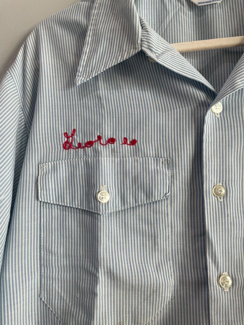 Vintage Miller Hickory Work Shirt (Cropped) (Category: Tshirts & Polo Shirts ) located in Manila. Submitted by 63607 (Listing ID 1379678511, Image 2). Description: Vintage Miller Hickory Work Shirt (Cropped) Best fits Large Boxy Width(Pit to Pit): 26 In Length: 24 In Condition: 8/10 Issues: Discoloration & Ink stains on Pocket 700 + sf.