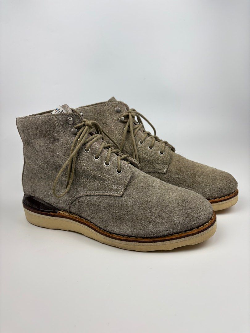 Visvim Virgil Suede Gray Boots (Category: Boots) located in Manila. Submitted by sc_rcity (Listing ID 1379648135, Image 1). Description: “I sought a suede that embodied the true essence of leather, “ explains visvim ‘s founder Mr Hiroki Nakamura of his search for the perfect hide. He discovered the tough vegetable-tanned one these ‘Virgil’ boots are made from in a small workshop in Sweden and immediately fell for its rough authenticity. Set atop 