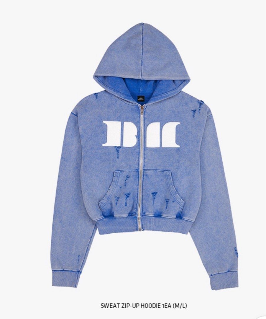 WTB] Babymonster sky blue zip-up hoodie (M), Men's Fashion, Tops