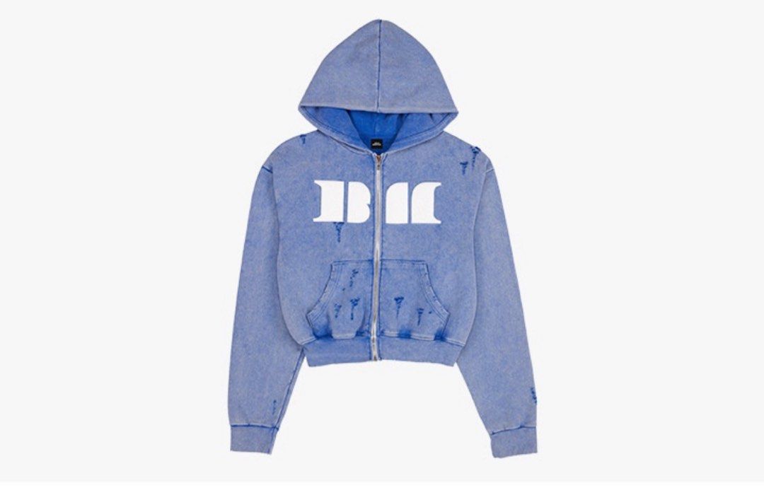 WTB] Babymonster sky blue zip-up hoodie (M), Men's Fashion, Tops