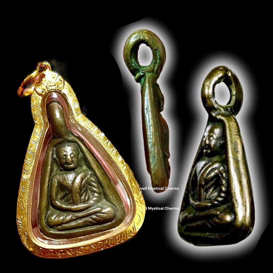 2460 LP Ngern Phim Job Lek, Wat Bang Khlan BE2460 encased in Thai Real ...