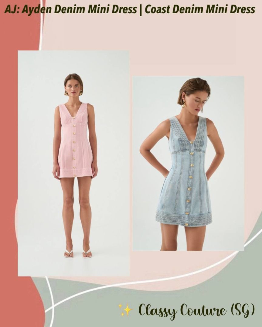 white christmas dresses Aura Denim Mini Dress-SEA SPRAY WASH / 4 main image 0
