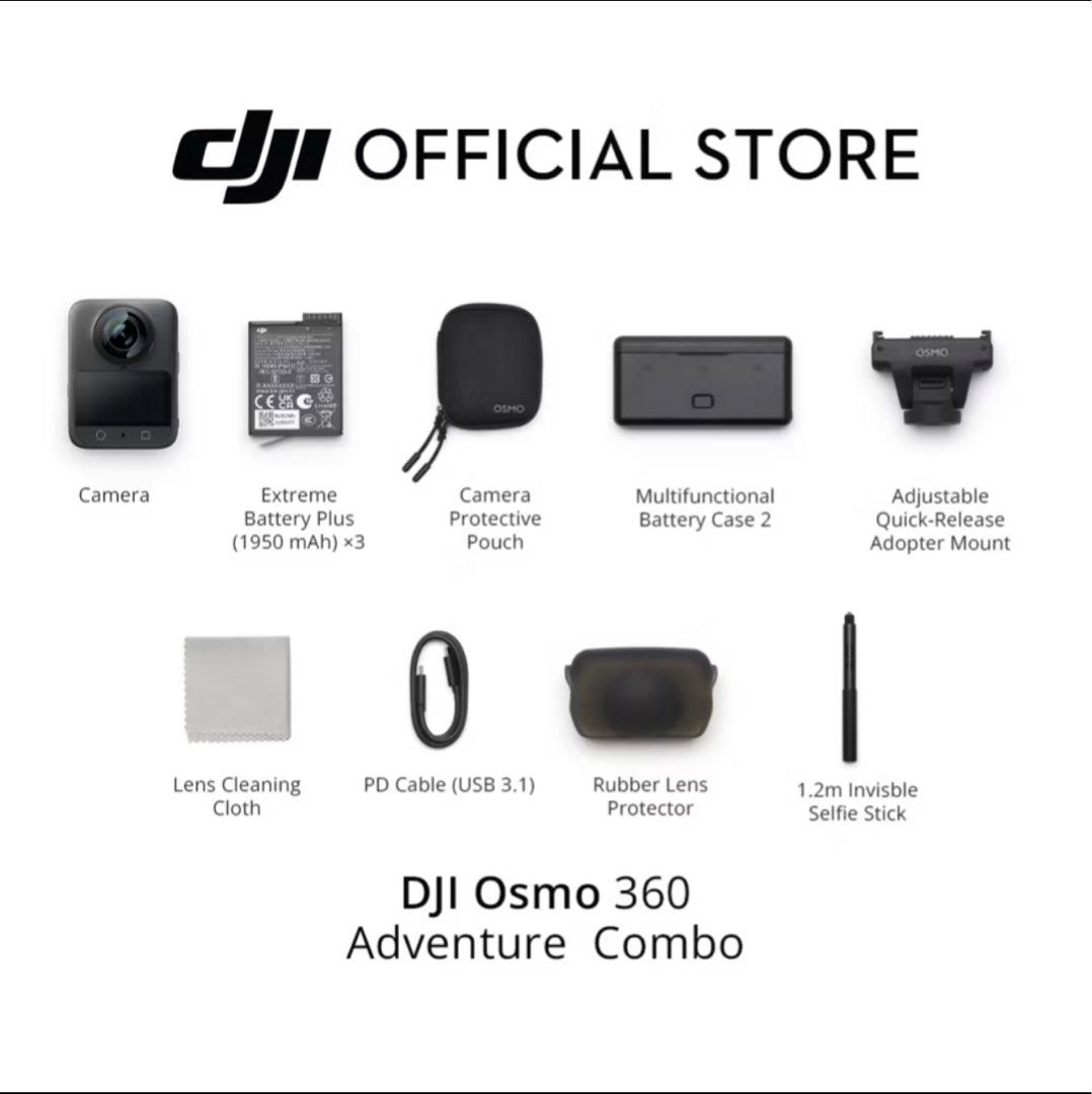 Dji Osmo 360 Adventure Combo (Category: Video Cameras) located in Pasay City. Submitted by shansey21 (Listing ID 1384061802, Image 3). Description: Now Available!! Dji Osmo 360 Adventure Combo 30,990 pesos for standard 24,490 1 year warranty Dji Ph COP / COD will do + SF Malate Manila Vitocruz Taft.