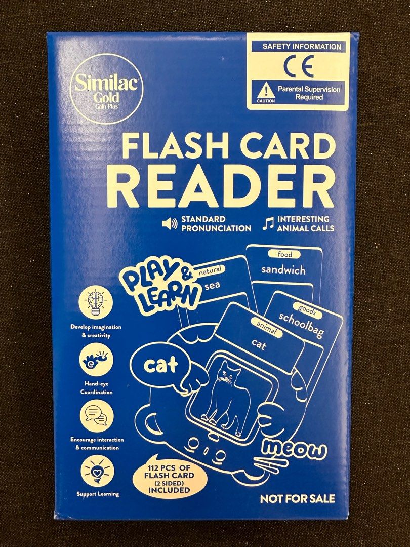 Flash Card Reader (Category: Educational & Learning Toys) located in Shah Alam. Submitted by justinkok7 (Listing ID 1384167566, Image 1). Description: Flash Card Reader for your little love one to learn word pronunciation accurately and in a fun way! Guarantee to keep your little one company with sound from animal and vehicle cards! Comes with 3 different nursery songs Rechargeable model, doesn't require AAA battery..