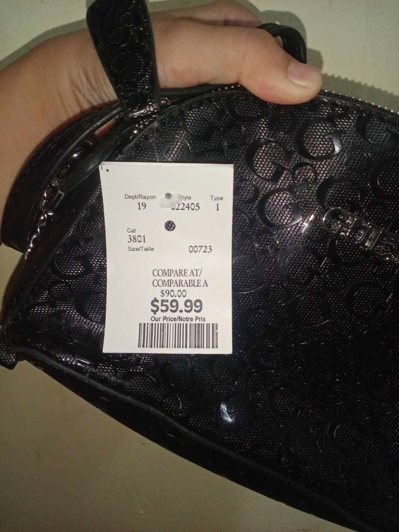 Guess Monogram Embossed Crossbody Bag with chain Accented strap (Category: Cross-body Bags) located in Cainta. Submitted by orens123 (Listing ID 1384074403, Image 3). Description: Bought in canada Sobrang kinis. Walang box Super brand new Scratch proof Check all you want uppon meet up Never pa nagamit Rfs: Need money for medical reasons.