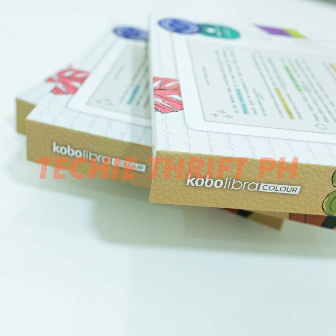Kobo Libra Colour 32GB ON HAND (Category: E-Readers) located in Quezon City. Submitted by jerreyess (Listing ID 1384100755, Image 3). Description: Kobo Libra Colour 32GB LATEST MODEL ON HAND *SAME DAY DELIVERY* BLACK = 15,990 WHITE = 15,990 ✨ BRAND NEW AND SEALED 💯 AUTHENTIC FEATURES: ✔️7" E Ink Kaleido™ 3 display with FastGLR and Dark Mode ✔️300 PPI—black-and-white content, 150 PPI—color content ✔️32GB Memory ✔️Dual 2.0 GHz ✔️Kobo Stylus 2 Comp