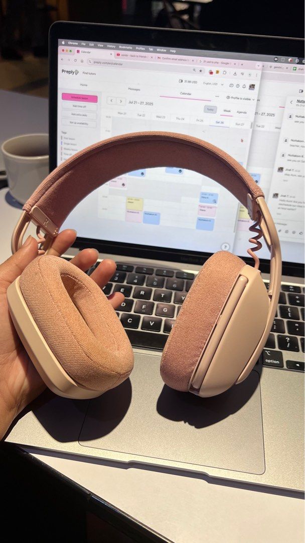 Logitech Headset with Mic (Category: Headphones & Headsets) located in Baguio. Submitted by teliagen098 (Listing ID 1384079997, Image 1). Description: perfect for online classes bluetooth may mic .