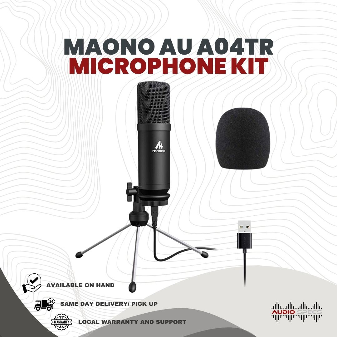 MAONO AU-A04TR USB Microphone Kit Podcast Recording (Category: Microphones) located in Quezon City. Submitted by allanpauco (Listing ID 1067816113, Image 1). Description: 💕Brand new units available on hand 💕Available for pick-up or shipping courtesy of buyer USB Microphone Kit with professional sound chipset, which let the USB microphone hold high resolution sampling rate. Sampling Rate: 192kHz/24bit. With a good cardioid polar pickup pattern, 