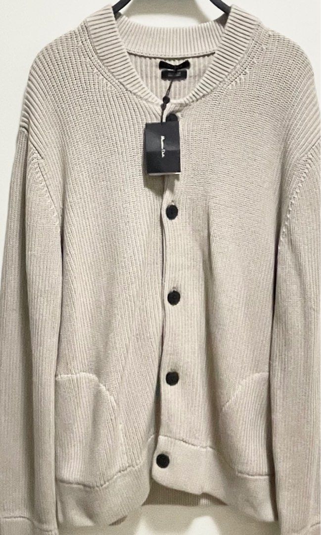 MASSIMO DUTTI MEN KNIT JACKET JAKET CARDIGAN BEIGE SALE FROM