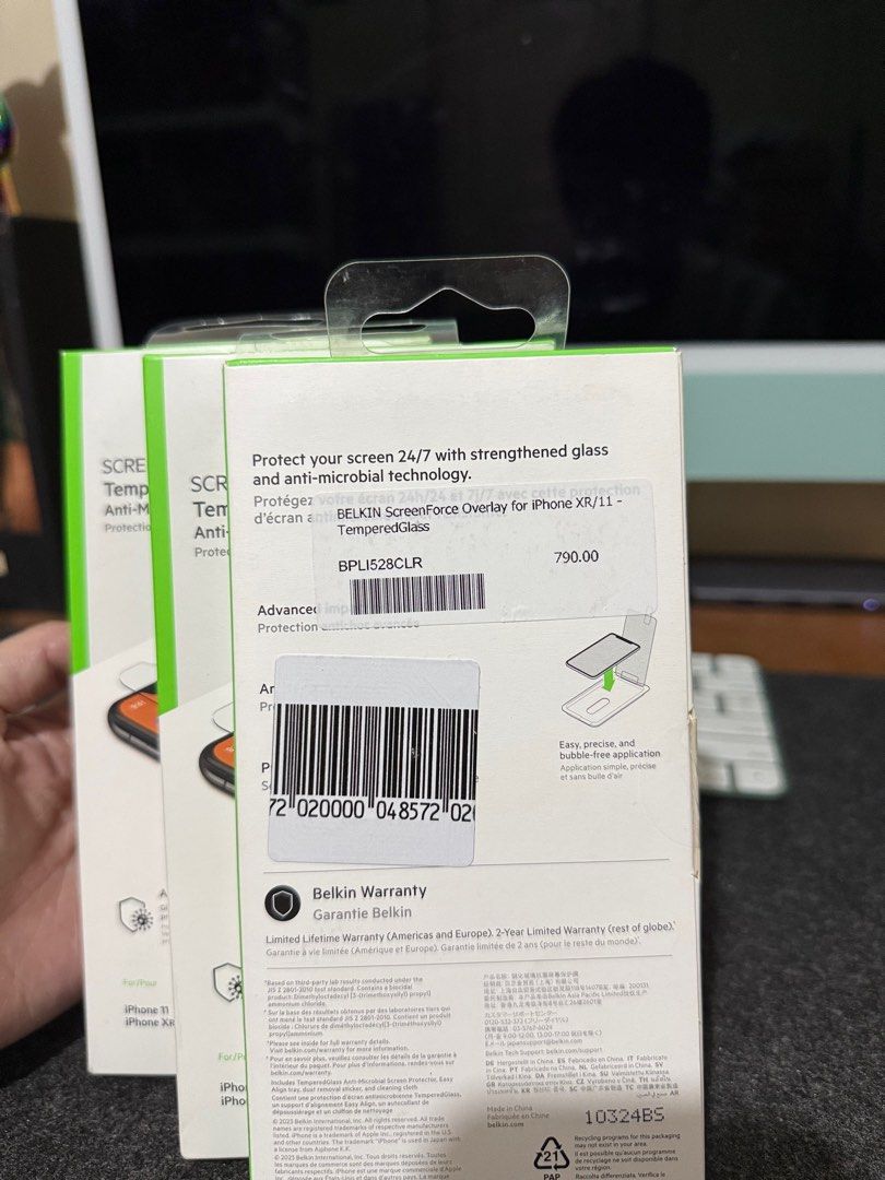 Original Belkin Tempered Glass Screen Protector for iPhone 11 / XR (Category: Other Mobile & Gadget Accessories) located in Manila. Submitted by razelysonn (Listing ID 1384207206, Image 3). Description: Fixed price :).
