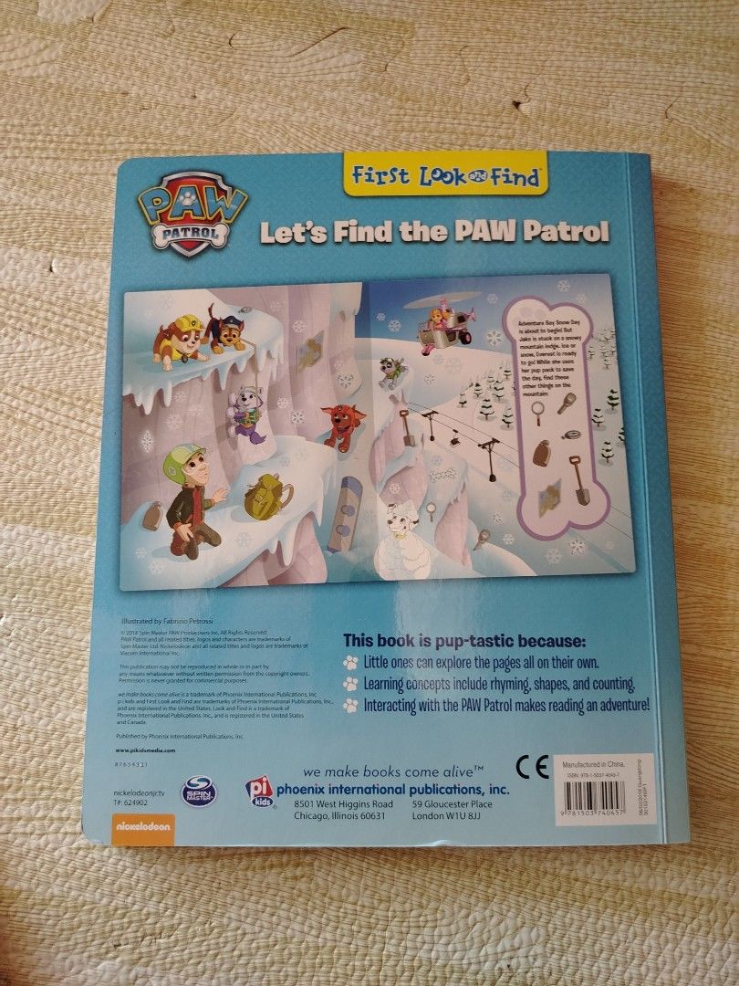 Pawpatrol book (Category: Children's Books) located in Tayasan. Submitted by _raceprettyconcept (Listing ID 1384054072, Image 2). Description: Like new.