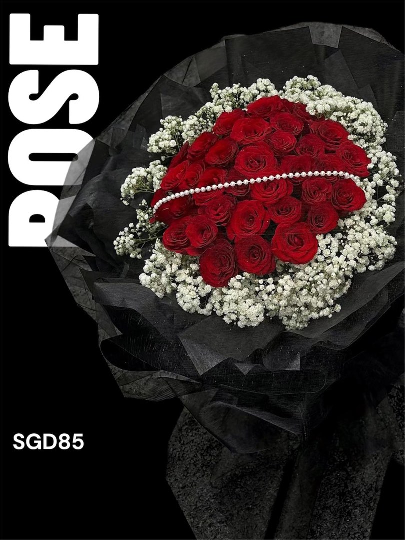 52 stalks Red Soap roses • Preserved Babybreaths, big and elegant ...