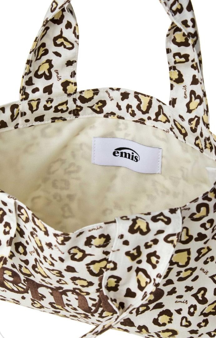 ●大人気【EMIS】LOGO LEOPARD TOTE BAG ★送料・関税込★ 🇰🇷 #Emis LOGO LEOPARD TOTE BAG 帆布袋#環保袋❤️#限時折扣