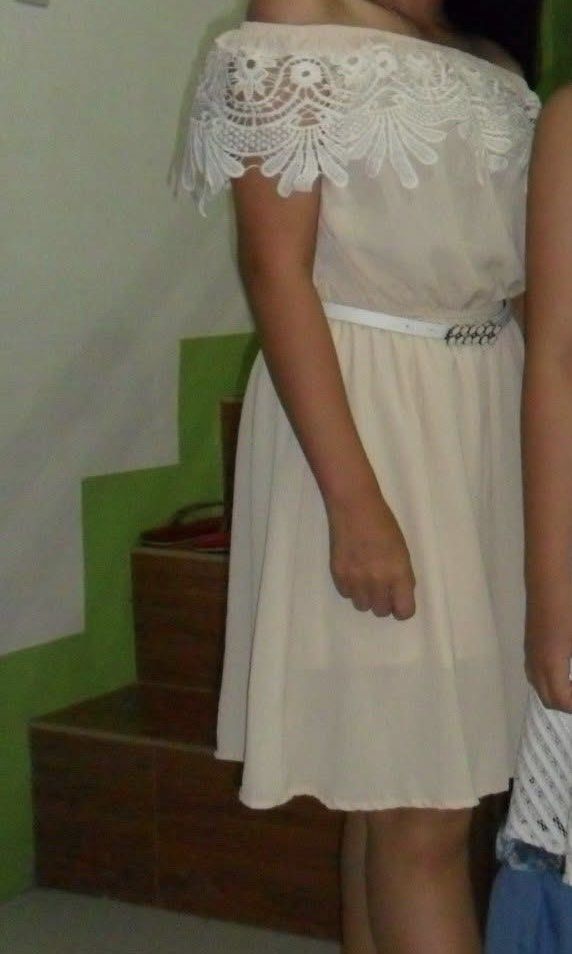 Beige Lace Dress (Category: Dresses) located in Cainta. Submitted by nikitaps (Listing ID 1385883910, Image 2). Description: Belt is not included. DM me for more deets!.