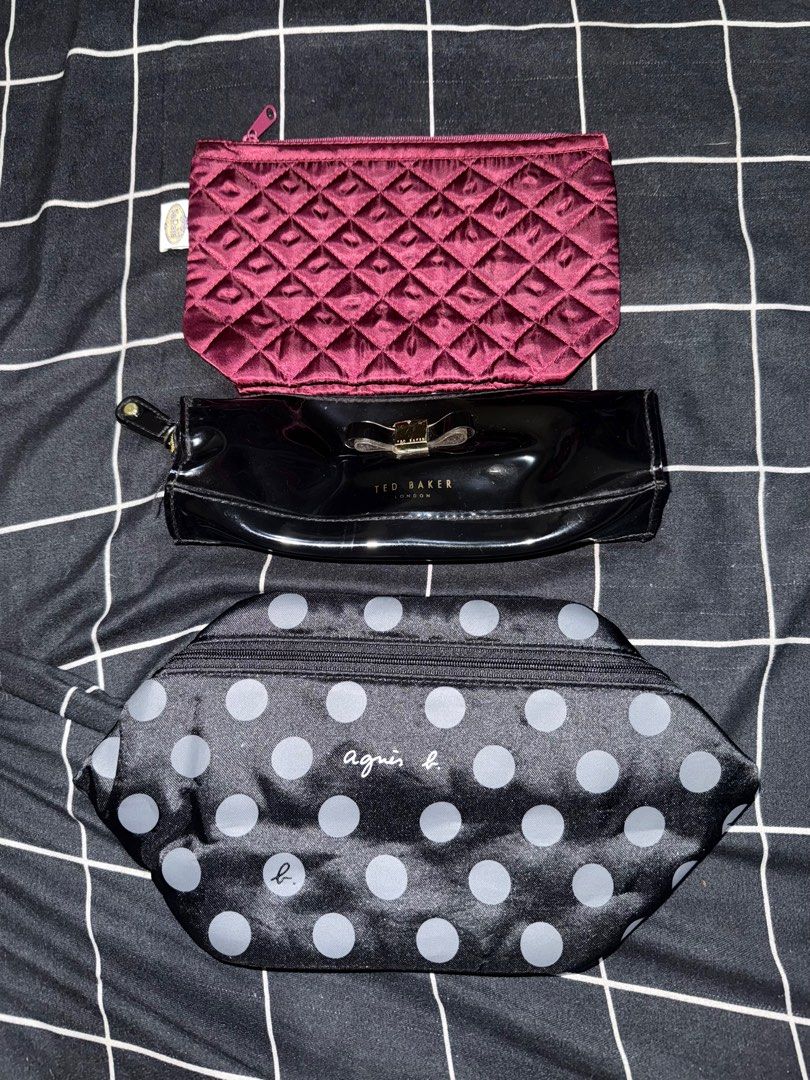 BUNDLE POUCHES (Category: Purses & Pouches) located in Marikina City. Submitted by aanna05 (Listing ID 1385164288, Image 1). Description: Decluttering If per piece, Naraya Pouch Agnes B organizer Ted Baker case all in good condition mode of payment: GoTyme or Gcash.