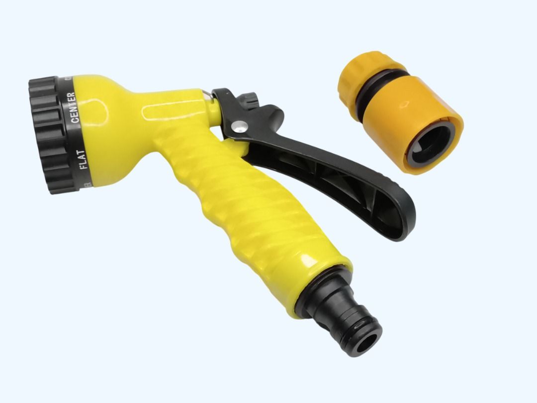 GARDEN HOSE NOZZLE SPRAYER with 7-PATTERN ADJUSTABLE (Category: Other Home Appliances) located in Quezon City. Submitted by besteinpc (Listing ID 1385933971, Image 1). Description: GARDEN HOSE NOZZLE SPRAYER with 7-PATTERN ADJUSTABLE VARIATION: 👉a. NOZZLE ONLY 👉b. NOZZLE + HOSE ADAPTER FEATURES: 👉Size：11.3*2.7*18.5cm 👉Weight：0.13kg 👉Material: Plastic 👉Pattern：7 BENEFITS: 👉Multifunctional sprinkler, which can easily adjust the water outlet 