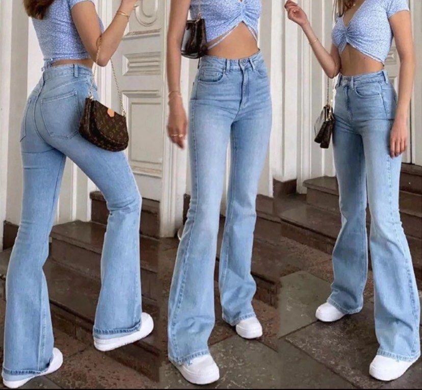 High waist flare pants (Category: Jeans) located in Mandaluyong City. Submitted by dclutter.corner (Listing ID 1385945148, Image 1). Description: 28-29 waistline .
