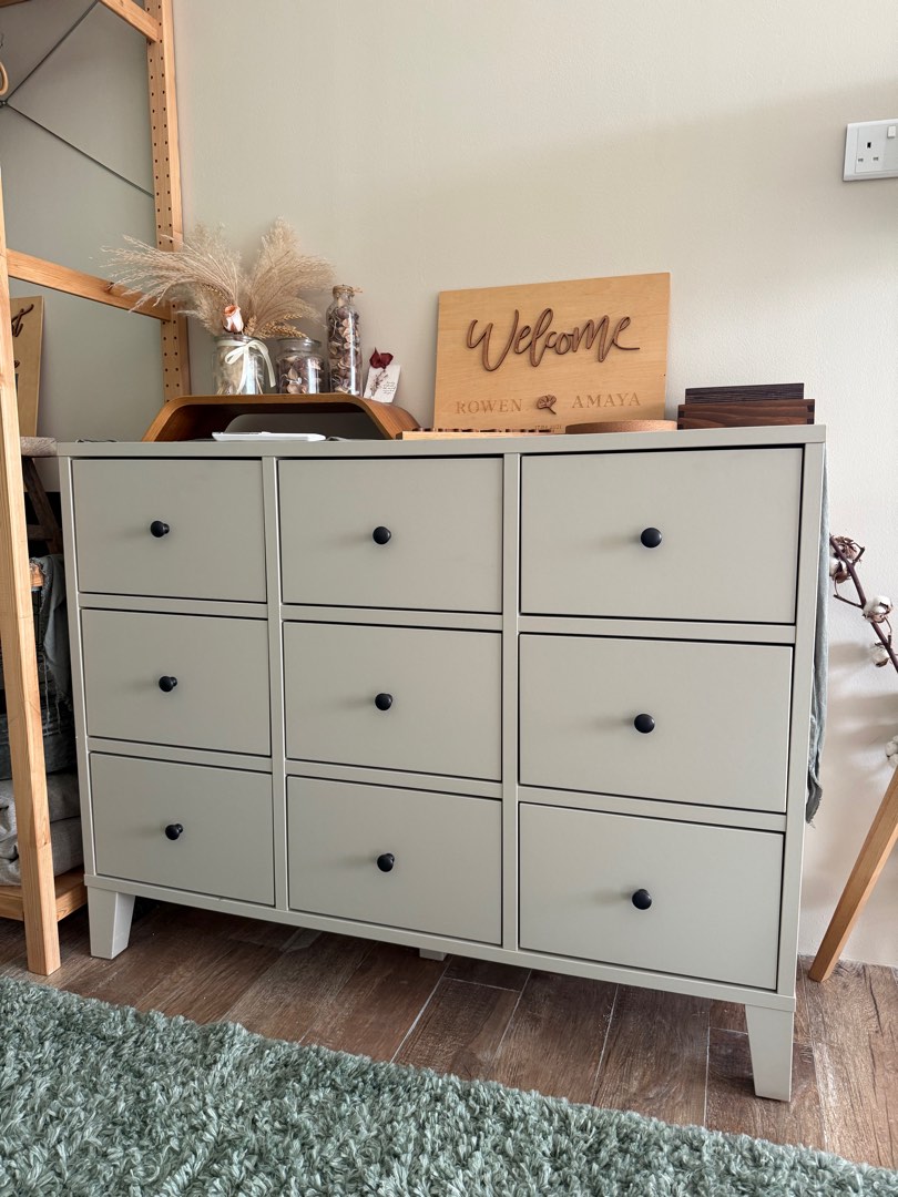 IKEA Bryggja Hemnes 9-Drawer Dresser - Grey, Furniture & Home Living ...