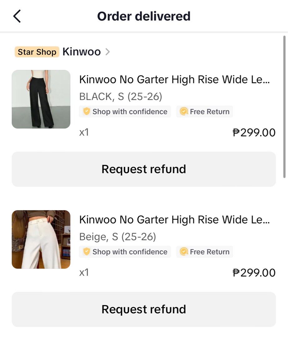 Wide Leg Trousers (Category: Other Bottoms) located in Malabon City. Submitted by moideclutter (Listing ID 1385995295, Image 3). Description: Get 2 for 300 Black - used once Almond - brand new w/o tag Size S - best fits 26-27 RFS: too big on me.
