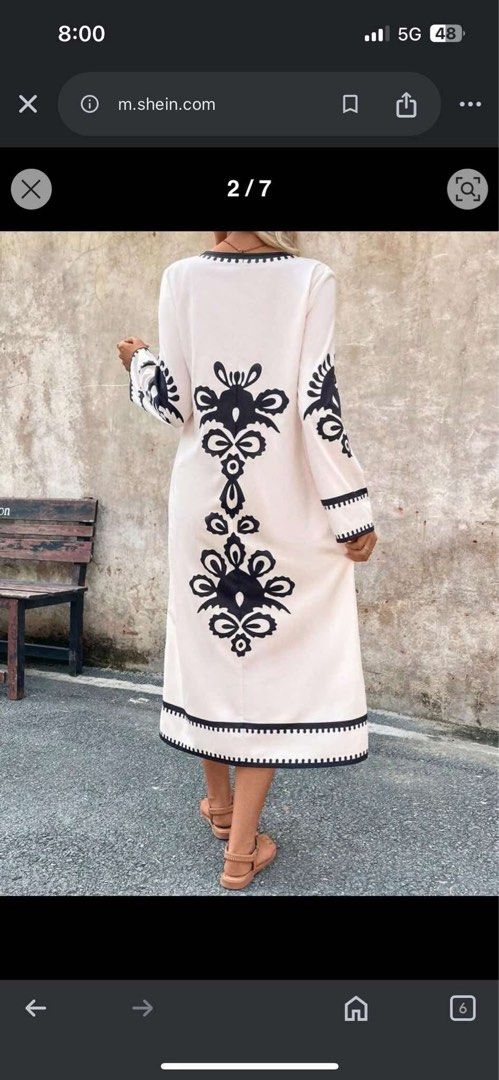 Maxi dress (Category: Dresses) located in Pasay City. Submitted by sethsummer (Listing ID 1385829797, Image 2). Description: Shein patterned max dress inspired by Zara . See last 2 photos #muslimdress #summer Size Medium on tag . Can fit up to Large Condition: new .. wash but never used .