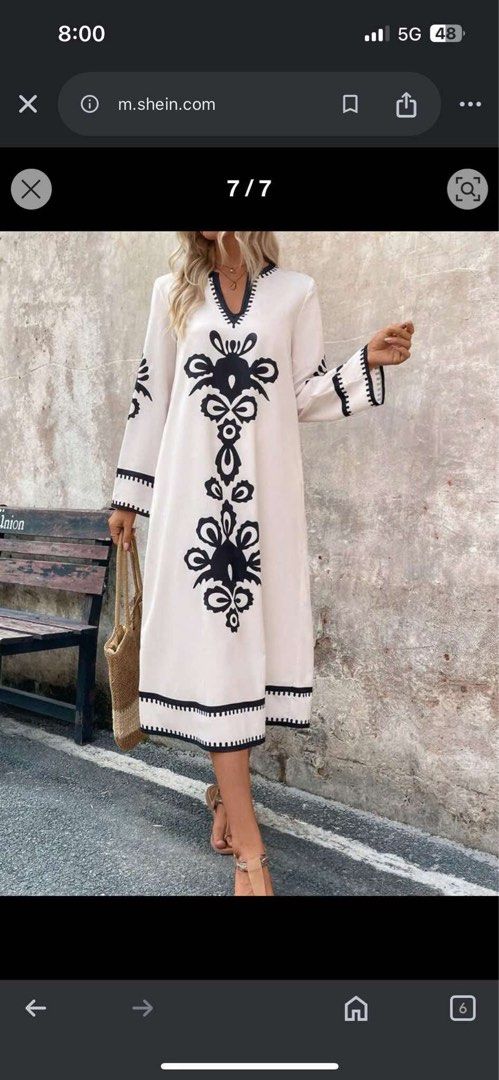Maxi dress (Category: Dresses) located in Pasay City. Submitted by sethsummer (Listing ID 1385829797, Image 1). Description: Shein patterned max dress inspired by Zara . See last 2 photos #muslimdress #summer Size Medium on tag . Can fit up to Large Condition: new .. wash but never used .
