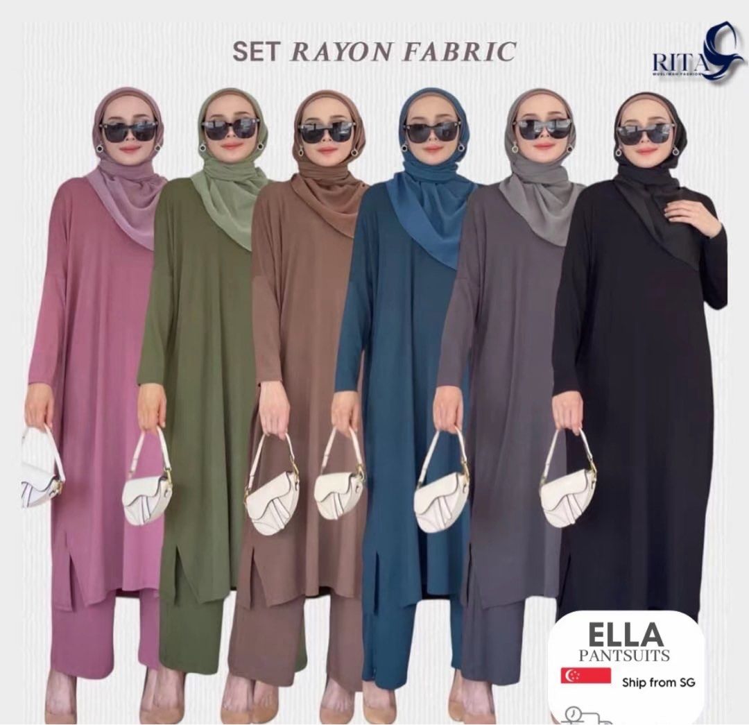 Modest sets (Category: Baju Kurung & sets) located in Singapore. Submitted by wildflowerr (Listing ID 1385874349, Image 3). Description: washed and kept very well! Almost perfect $18 each Take all 3 for $48 1st item Grey high low 2nd item with the elastic sleeve is actually navy blue 3rd item is blueish purple shade .