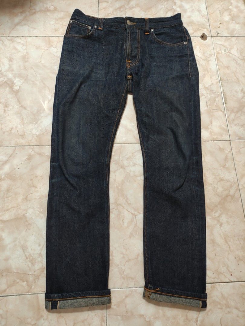Nudie Jeans Thin Finn Dry Orange Selvage Original celana denim
