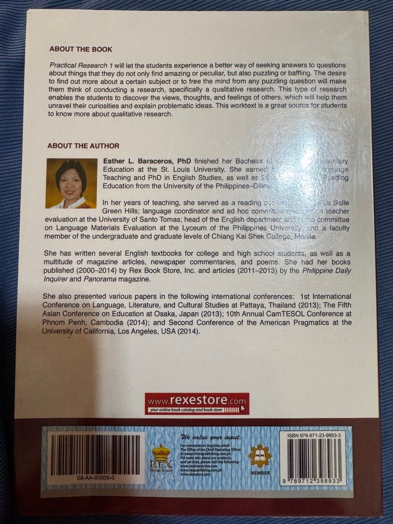 Practical Research 1 (Category: Textbooks) located in Manila. Submitted by ms.xenia (Listing ID 1385897524, Image 2). Description: This book is used but looks brand new – no markings, no folds, no damage. Perfect for readers who want a quality copy at a lower price! MOP: Gcash/Banktransfer MOD: Lalamove or J&T.
