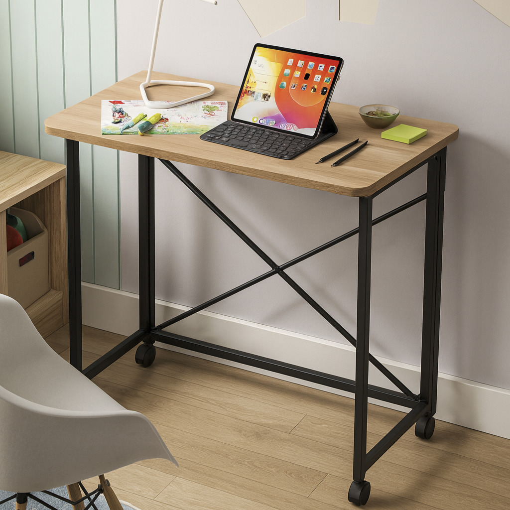 Rolling Computer Study Table Desk | Compact Laptop Writing Table ...