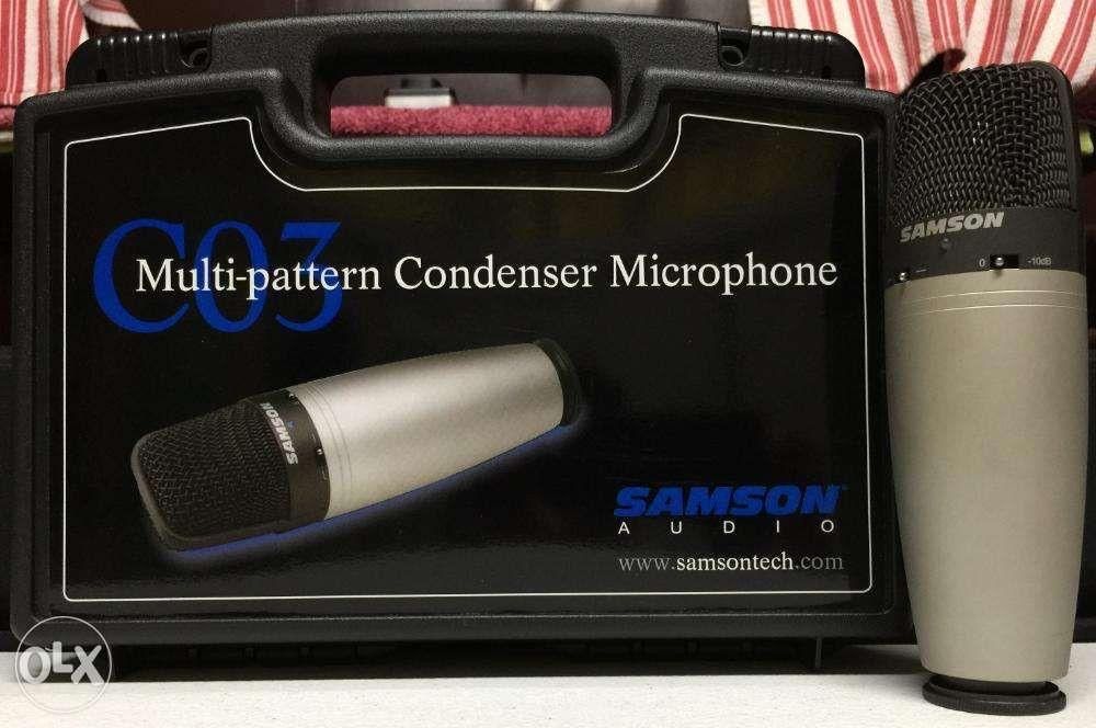 Samson C03 Condenser Microphone PS01 Pop Filter SP01 Shockmount (Category: Microphones) located in Quezon City. Submitted by ramonm. (Listing ID 1378826974, Image 2). Description: Samson C03 Condenser Microphone: -Switchable SuperCardioid, Omni and figure-8 pickup patterns -Dual 19mm capsule design -Switchable high-pass filter and 10dB pad -Gold-plated XLR connectors -Carry Case included Samson PS01 Pop Filter: -Nylon mesh screen reduces vocal po
