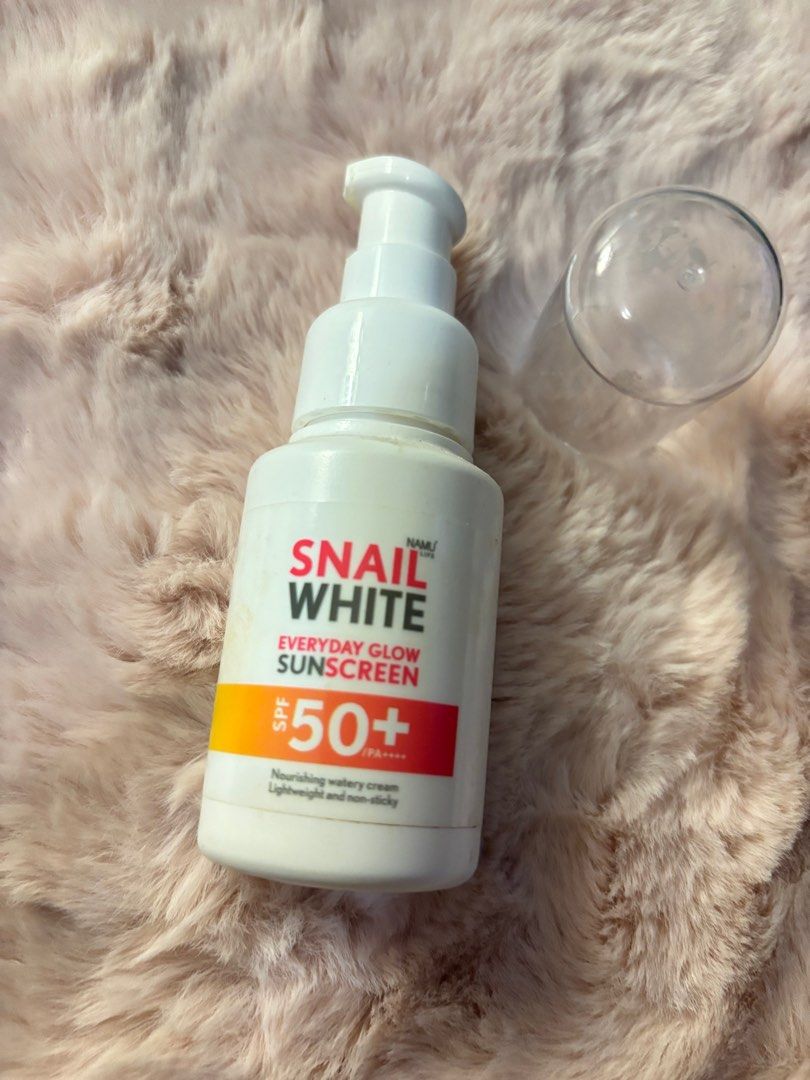 Snailwhite Sunscreen (Category: Face Care) located in Taguig. Submitted by hisandhers16 (Listing ID 1385994225, Image 1). Description: Retails for 750. About 80% full Cap has some scratches on it but overall in good condition Im back from a long hiatus. Selling again unused and authentic items. Had a lot of hauls from travel and impulse buy, help a girl declutter 🩷 Please read 🩷 - authentic only - steal finds - NO lowballer - I’ll give out free