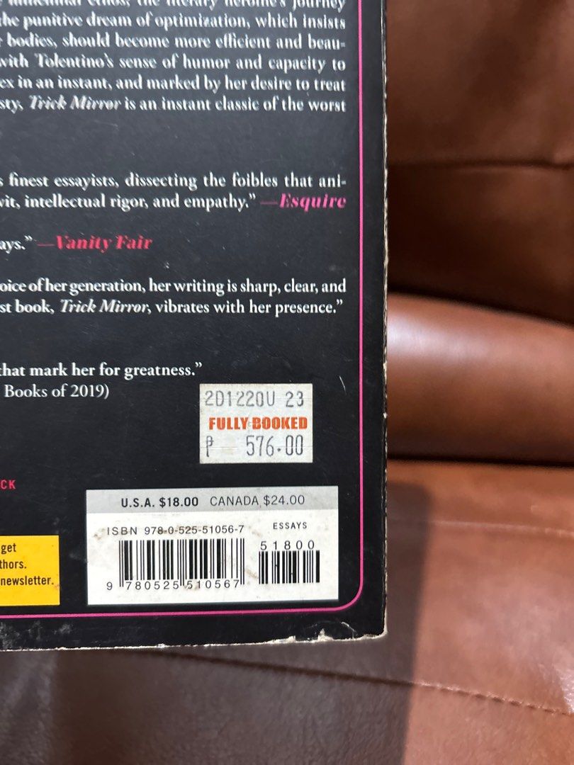 Trick Mirror by Jia Tolentino (Category: Storybooks) located in Quezon City. Submitted by loveduseditems (Listing ID 1385820857, Image 3). Description: Suuuuper coooool informative book love Jia Tolentino 🇵🇭 Bought this for around ₱576 from Fully Booked .