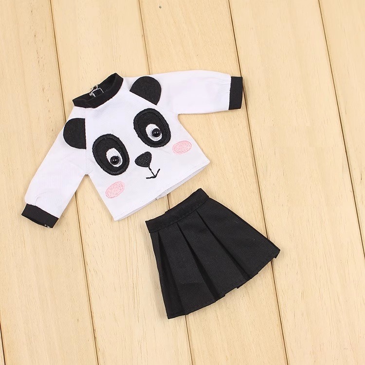 12 quot Blythe Doll OB24 Clothes Summer Panda Print Shirt Skirt Set