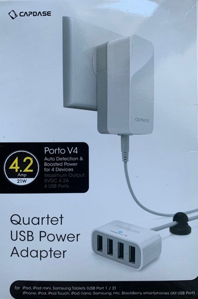 全新 Capdase Porto V4 Power Adapter 充電器, 手提電話, 電話及其他裝置配件, 電池及充電器 - Carousell