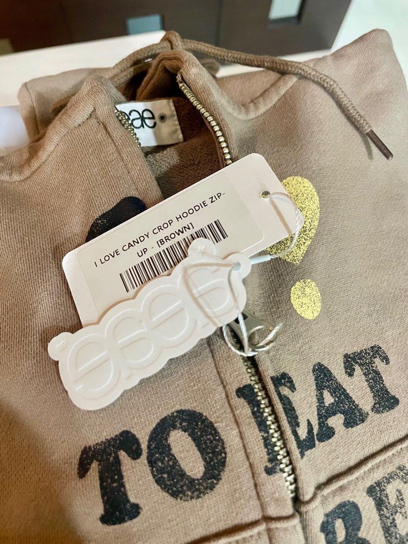 Aeae外套I LOVE CANDY CROP HOODIE ZIP-UP - [BROWN], 她的時尚