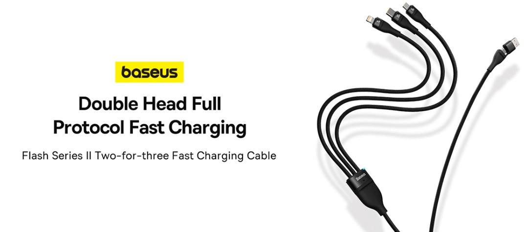 Baseus Flash Series II 100W Fast Charging Multi Cable 3 in 2 Cable ...