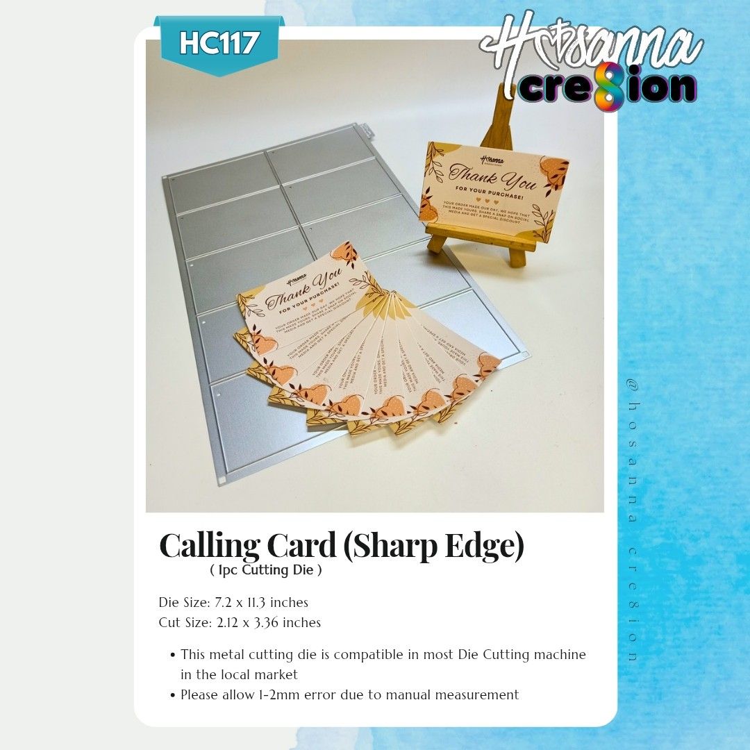 Calling Card Sharp Corner Metal Cutting Die (Category: Craft Supplies & Tools) located in Manila. Submitted by gabbiescrafthouse (Listing ID 1386094487, Image 1). Description: .