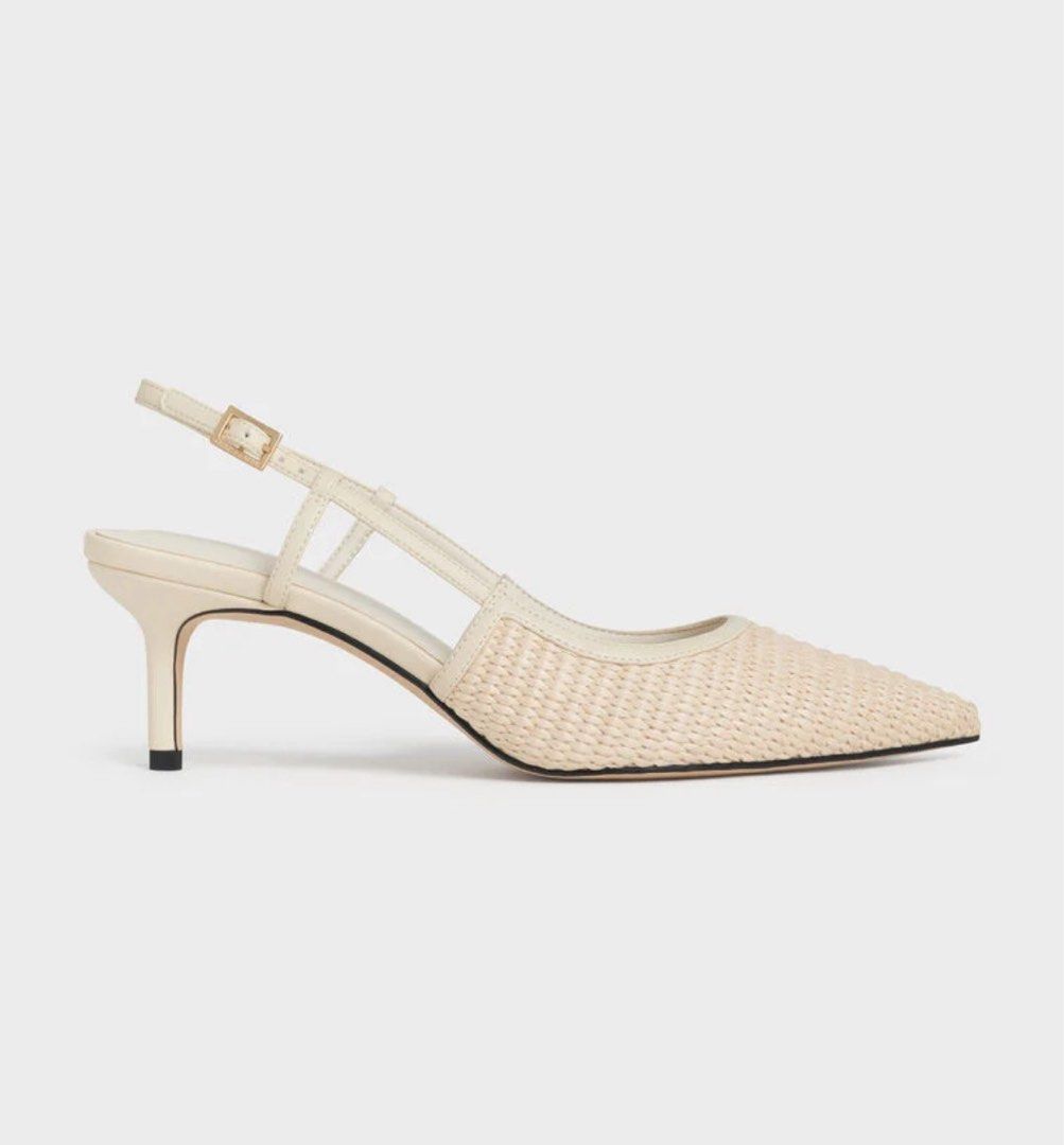 Charles and Keith Raffia Pointed-Toe Slingback Pumps - Chalk - Size 37 (Category: Heels) located in Quezon City. Submitted by secondmarketplace (Listing ID 1386056011, Image 3). Description: BRAND NEW HEEL STICKERS STILL INTACT ONLY USED AROUND THE HOUSE SIZE 37 RFS: Color is a bit darker irl than in the catalog pics, pls see actual photos for reference Really great quality & looks very nice in person, just not the right color for me 💵 PAYMENT �