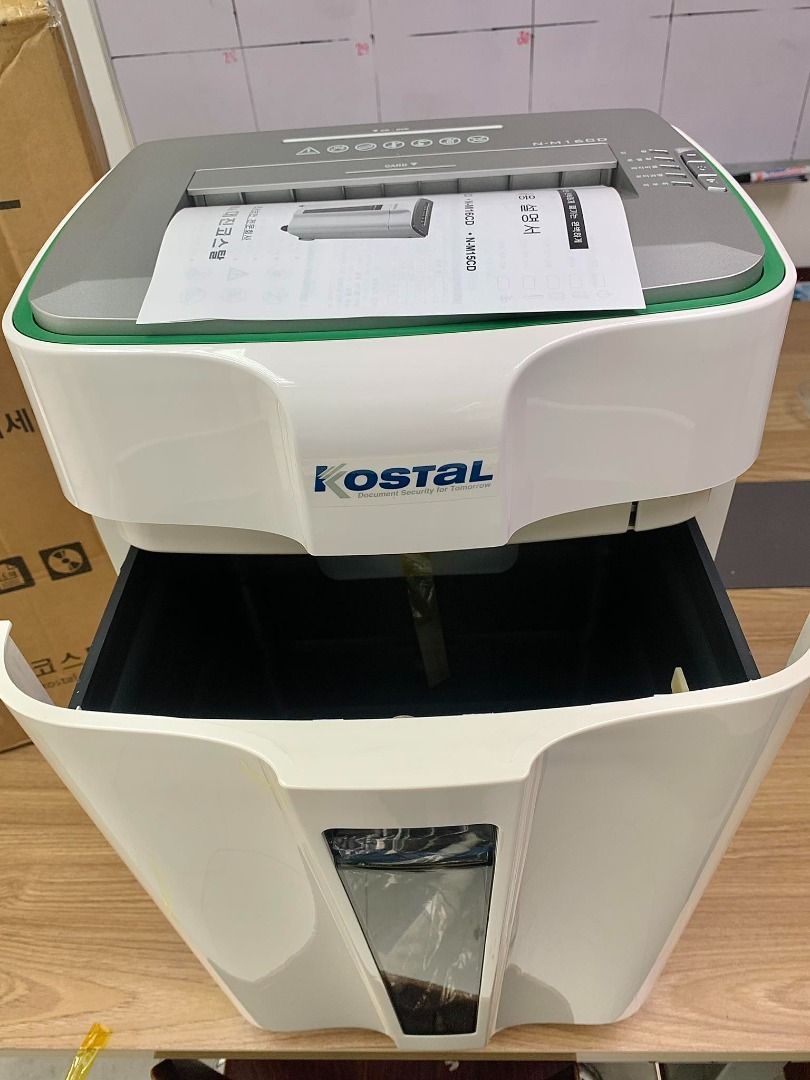 Daejin Kostal N-M16CD (Category: Office & Business Technology) located in Caloocan City. Submitted by marketing2025 (Listing ID 1386011771, Image 3). Description: Paper Shredder Machine Personal Use Office Use Brand: Daejin Kostal Model: N-M16CD Specification: Shredding Capacity: 16 sheets (A4,70g) Shred Speed: 2-3 seconds Security Level: P4-Cross Cut 4x20 Throat Length: 230 (mm) Basket Volume: 30 Liters Width, Depth, Height: 372 x 322 x 600 (mm)