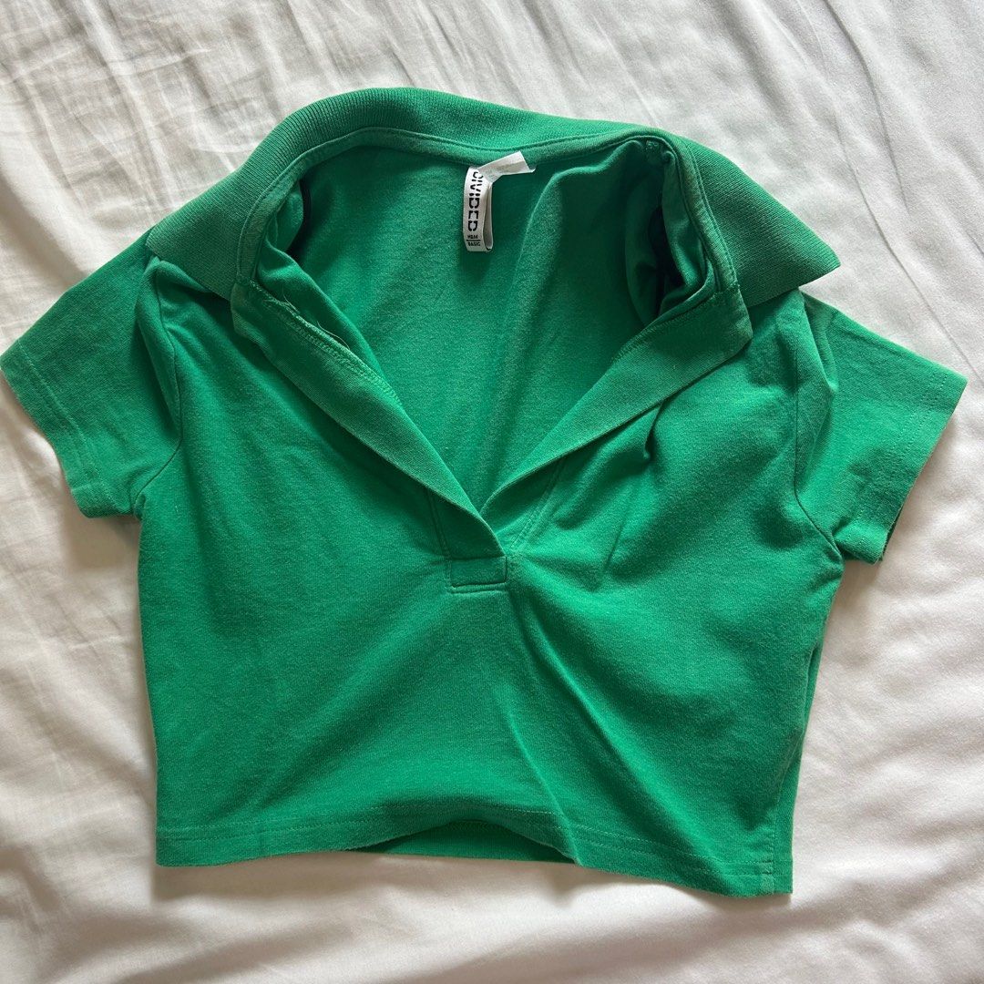 Green collared crop top (Category: Others Tops) located in Quezon City. Submitted by usercdam (Listing ID 1386153682, Image 2). Description: Rfs: Decluttering.